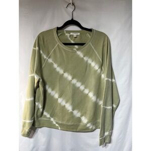 BeachLunchLounge Collection Womens Green White Tie Dye Long Sleeve‎ Sweatshirt